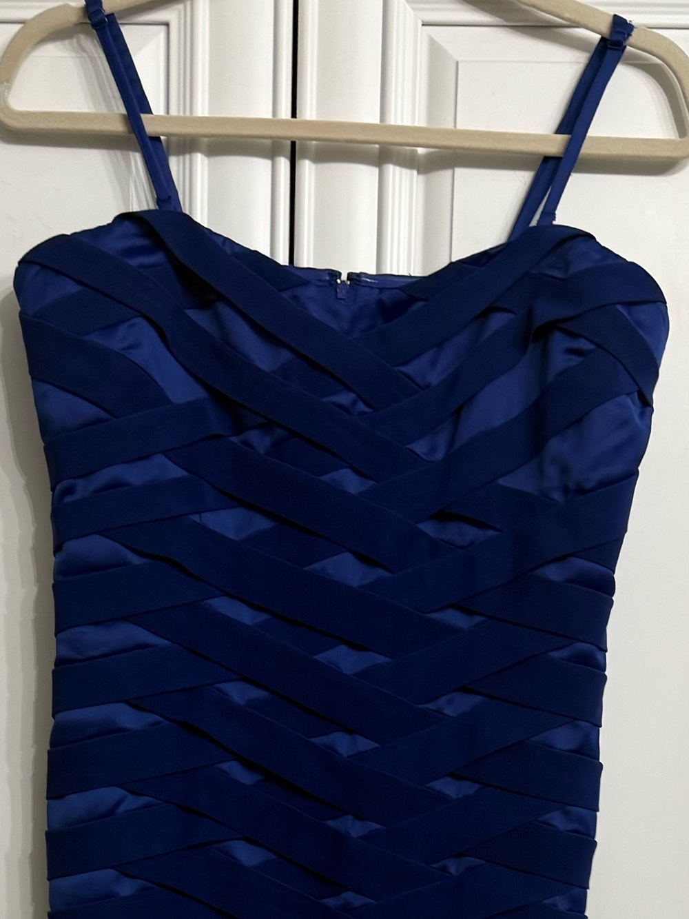 Orsay Royal Blue Strappy Bandage Midi Cocktail Dress Crisscross Panels Size 8-10 - Picture 4 of 13